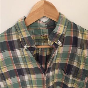 J. Crew plaid short sleeve button up, medium